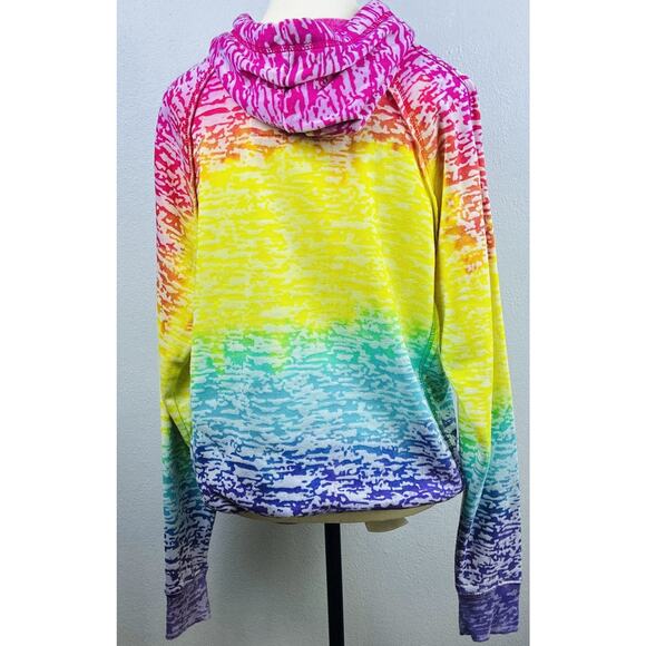 Aloha Hawaii Sz L Color Block Ombre Bold Colorful Hawaiian Vtg Maui LS Hoodie - Picture 4 of 8